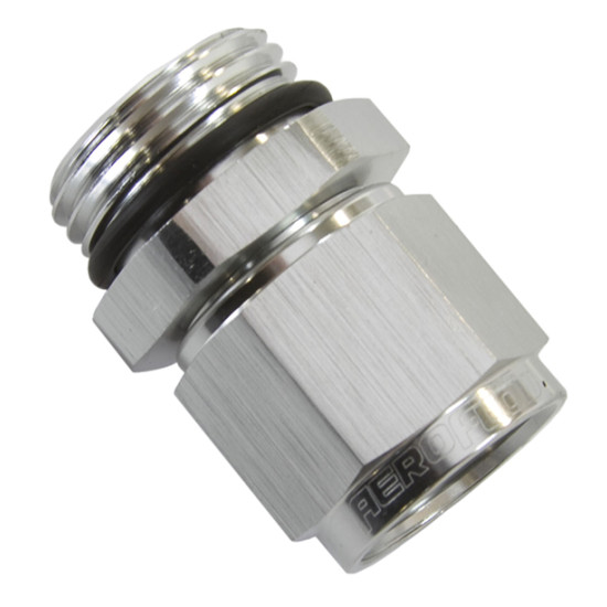 Male -12 ORB to Female -10AN Swivel Adapter - Silver Finish Male -12 ORB to Female -10AN Swivel Adapter - Silver Finish