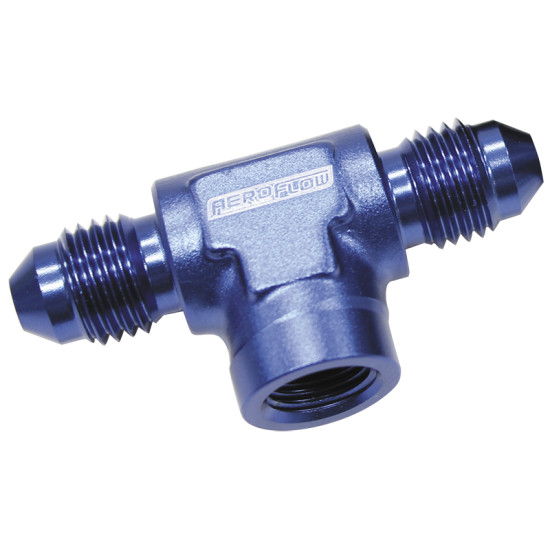 Male Tee with Female 1/8" -3AN - Blue Finish