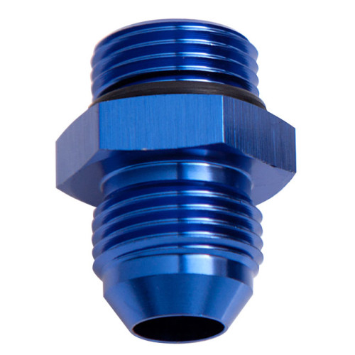 ORB to AN Straight Male Flare Adapter - -10 ORB to -12AN, Blue Finish