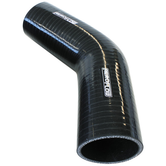 45° Silicone Hose Elbow 4"  I.D - Gloss Black Finish. 5-45/64"  Leg