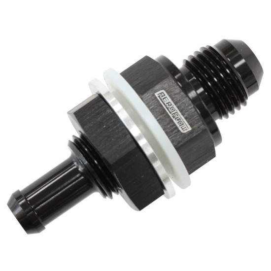 Fuel Cell Bulkhead Fitting -6AN to 3/8" Barb - Black Finish